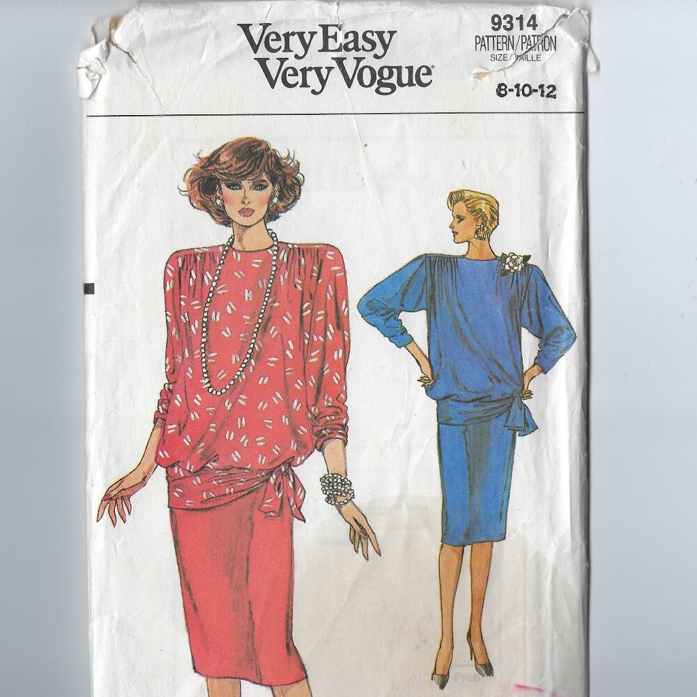 Retro Very Easy Very Vogue Pattern 9314 Misses Top and Skirt Sizes 8-10-12 UNCUT